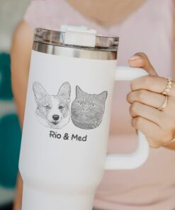 custom 40 oz engraved dog photo tumbler personalized christmas gift for dog mom unique pet lover present insulated handle cup ryduf