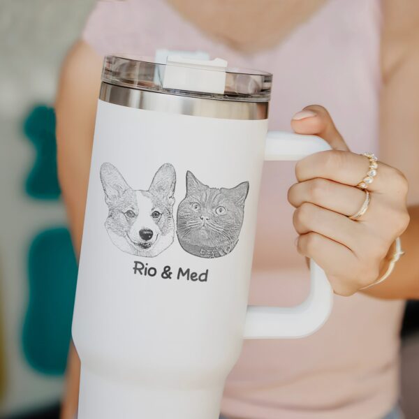 custom 40 oz engraved dog photo tumbler personalized christmas gift for dog mom unique pet lover present insulated handle cup ryduf