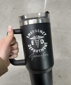 custom 40 oz engraved emergency nurse tumbler personalized er department gift unique christmas halloween present insulated handle cup plxsu