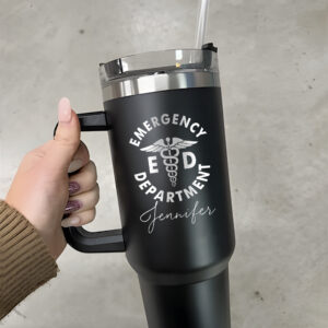 custom 40 oz engraved emergency nurse tumbler personalized er department gift unique christmas halloween present insulated handle cup plxsu