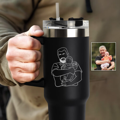 custom 40 oz engraved fathers day tumbler personalized line drawing design unique christmas halloween present dad portrait gift akzvd