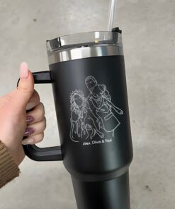 custom 40 oz engraved fathers day tumbler personalized line drawing design unique christmas halloween present dad portrait gift augir