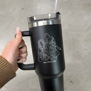 custom 40 oz engraved fathers day tumbler personalized line drawing design unique christmas halloween present dad portrait gift augir