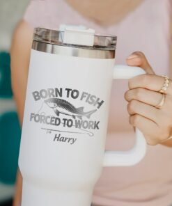 custom 40 oz engraved fishing tumbler personalized born to fish design unique christmas halloween present husband gift cup be1cr