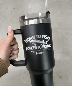 custom 40 oz engraved fishing tumbler personalized born to fish design unique christmas halloween present husband gift cup upytc