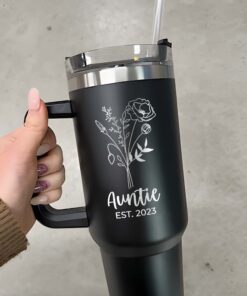 custom 40 oz engraved floral auntie tumbler personalized christmas design unique christmas halloween present aunt birthday gift cfare