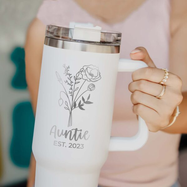 custom 40 oz engraved floral auntie tumbler personalized christmas design unique christmas halloween present aunt birthday gift helrr