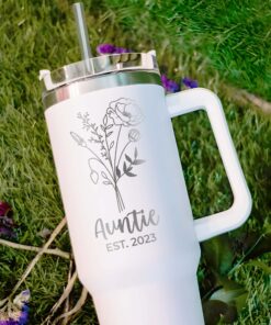 custom 40 oz engraved floral auntie tumbler personalized christmas design unique christmas halloween present aunt birthday gift hzrwb