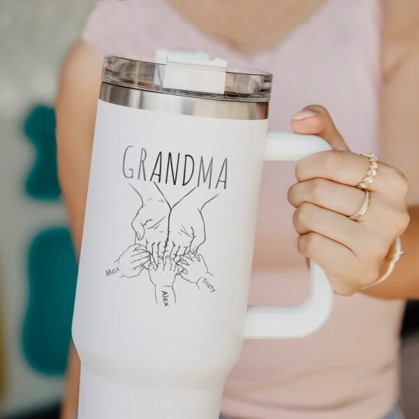 custom 40 oz engraved grandma tumbler personalized kids handprints unique christmas halloween present mothers day gift for mimi br7ii