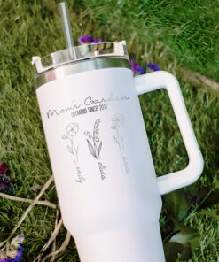 custom 40 oz engraved grandmas garden tumbler personalized birth flower design unique christmas halloween present mimi gigi cup o228p