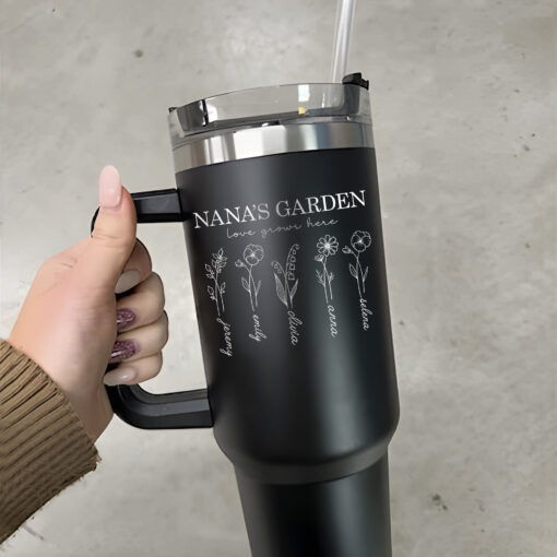 custom 40 oz engraved grandmas garden tumbler personalized birth flower gift unique christmas halloween present mothers day cup cwzyd