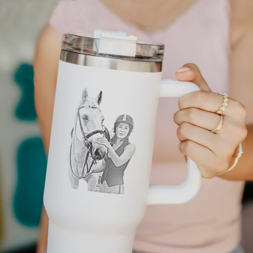 custom 40 oz engraved horse lover tumbler personalized photo design unique christmas halloween present equestrian gift cup