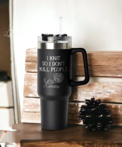 custom 40 oz engraved knitter tumbler funny i knit so i dont kill people design unique christmas halloween gift insulated handle cup zkfj4