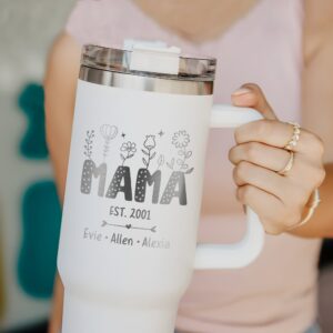 custom 40 oz engraved mom tumbler personalized wildflower kids names design unique christmas halloween present nana mimi gift anif2