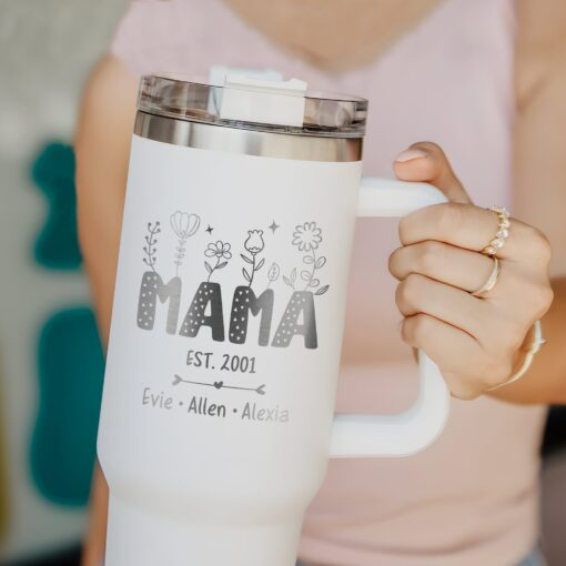 custom 40 oz engraved mom tumbler personalized wildflower kids names design unique christmas halloween present nana mimi gift anif2