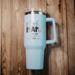 custom 40 oz engraved mom tumbler personalized wildflower kids names design unique christmas halloween present nana mimi gift cxjfc