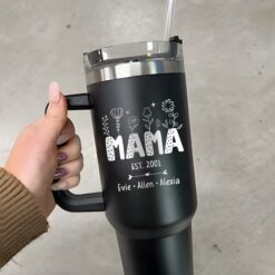 custom 40 oz engraved mom tumbler personalized wildflower kids names design unique christmas halloween present nana mimi gift fjkxu