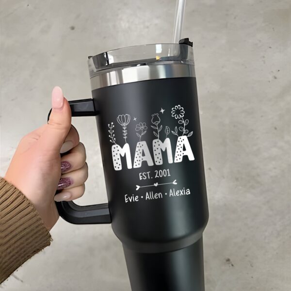 custom 40 oz engraved mom tumbler personalized wildflower kids names design unique christmas halloween present nana mimi gift