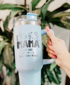 custom 40 oz engraved mom tumbler personalized wildflower kids names design unique christmas halloween present nana mimi gift ir7np