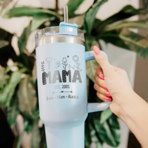 custom 40 oz engraved mom tumbler personalized wildflower kids names design unique christmas halloween present nana mimi gift ir7np