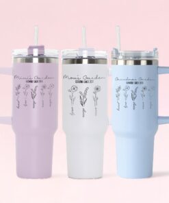 custom 40 oz engraved moms garden tumbler personalized birth flower design unique christmas halloween present mothers day cup odfeh