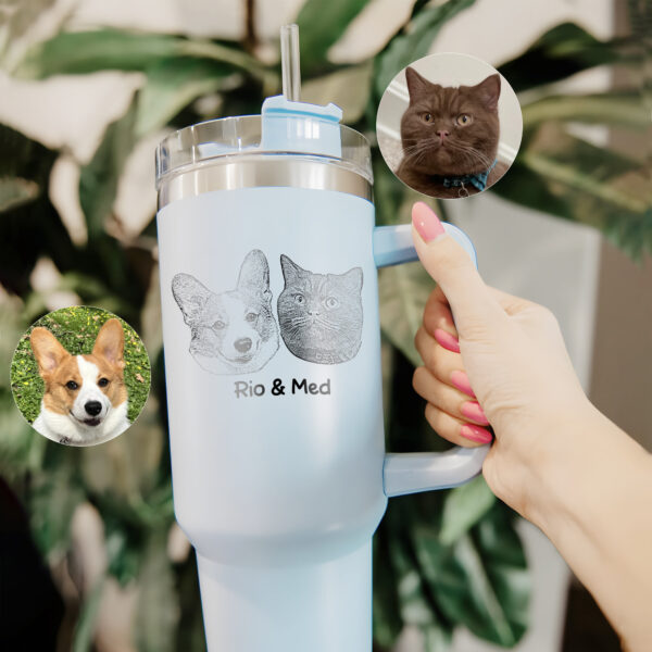 custom 40 oz engraved pet portrait tumbler personalized dog mom gift unique christmas halloween present cat lover cup nesz2