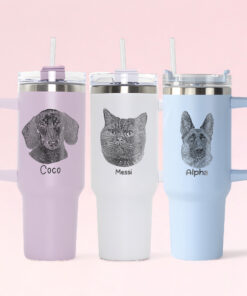 custom 40 oz engraved pet portrait tumbler personalized dog mom gift unique christmas halloween present cat lover cup ykcmv