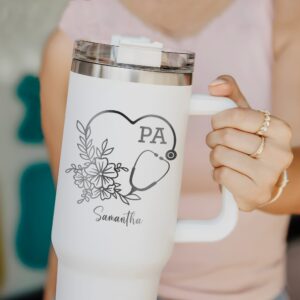 custom 40 oz engraved physician assistant tumbler personalized pa wildflower design unique christmas halloween present medical cup iqdol