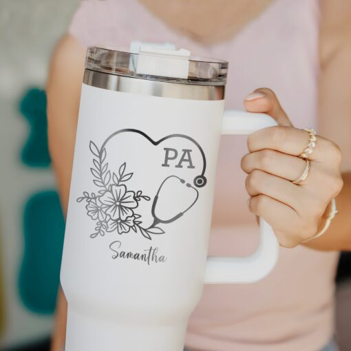 custom 40 oz engraved physician assistant tumbler personalized pa wildflower design unique christmas halloween present medical cup iqdol