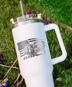 custom 40 oz engraved truck driver tumbler personalized us flag design unique christmas halloween present transportation cup 2gcpy