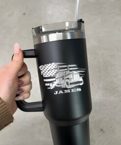 custom 40 oz engraved truck driver tumbler personalized us flag design unique christmas halloween present transportation cup 9mhim