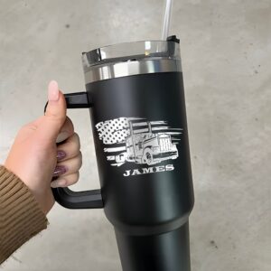 custom 40 oz engraved truck driver tumbler personalized us flag design unique christmas halloween present transportation cup 9mhim