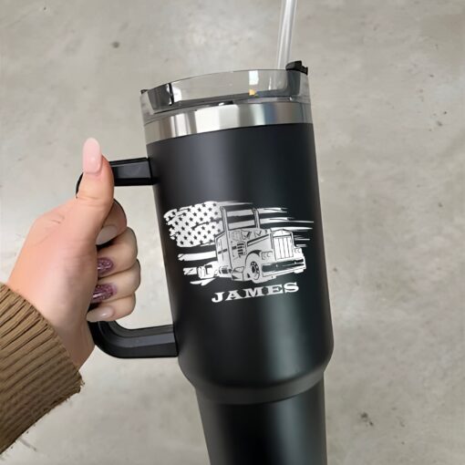 custom 40 oz engraved truck driver tumbler personalized us flag design unique christmas halloween present transportation cup 9mhim