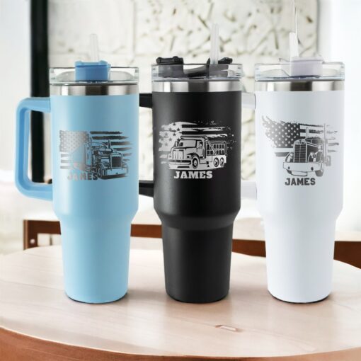 custom 40 oz engraved truck driver tumbler personalized us flag design unique christmas halloween present transportation cup qc7p7