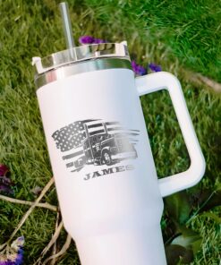 custom 40 oz engraved truck driver tumbler personalized us flag design unique christmas halloween present transportation cup ruca7