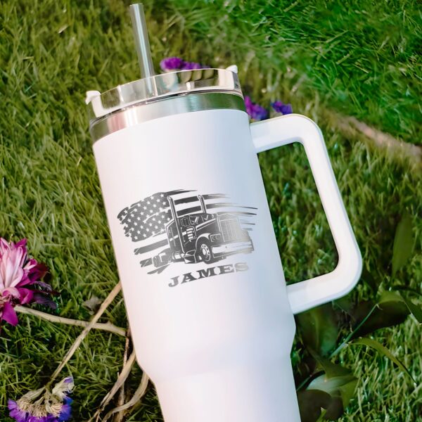 custom 40 oz engraved truck driver tumbler personalized us flag design unique christmas halloween present transportation cup ruca7