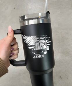 custom 40 oz engraved truck driver tumbler personalized us flag design unique christmas halloween present transportation cup t9vsh