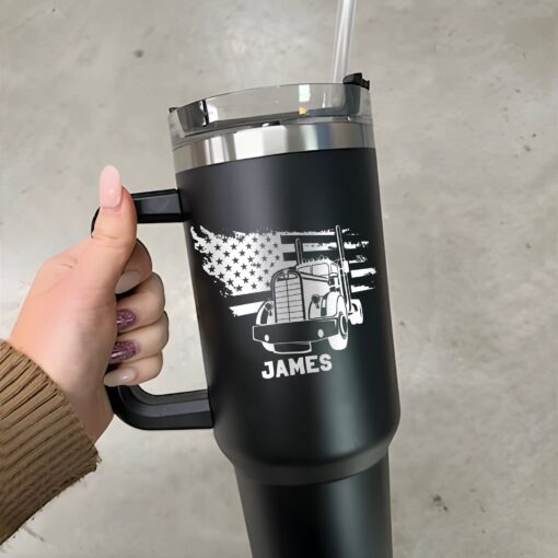 custom 40 oz engraved truck driver tumbler personalized us flag design unique christmas halloween present transportation cup t9vsh