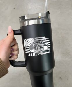 custom 40 oz engraved truck driver tumbler personalized us flag design unique christmas halloween present transportation cup ykblp