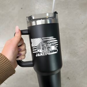 custom 40 oz engraved truck driver tumbler personalized us flag design unique christmas halloween present transportation cup ykblp