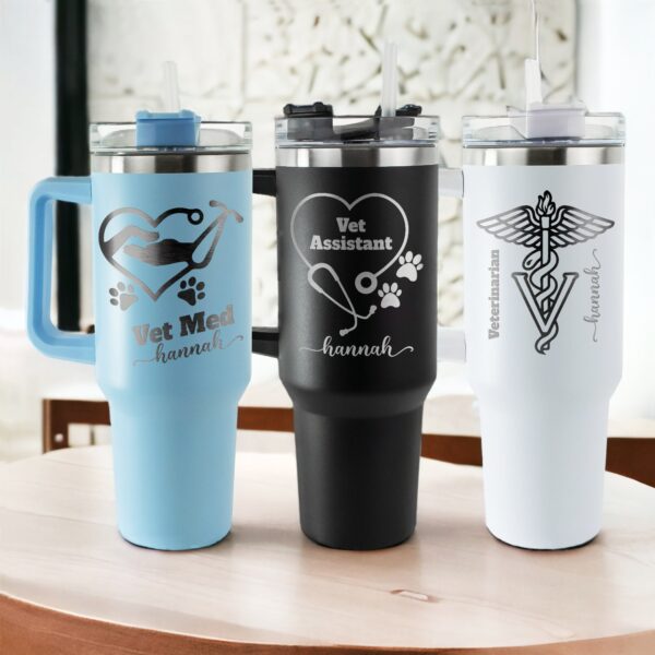 custom 40 oz engraved vet med tumbler personalized veterinarian gift unique christmas halloween present vet tech week cup