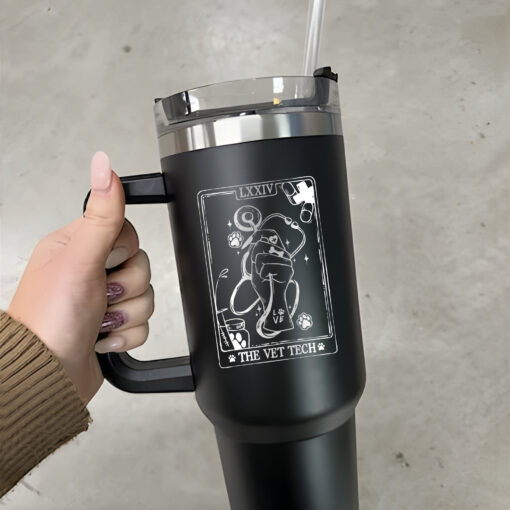 custom 40 oz engraved vet tech tumbler personalized funny tarot card design unique christmas halloween present veterinary staff cup hjbz8