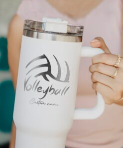 custom 40 oz engraved volleyball tumbler personalized player gift unique christmas halloween present sports lover cup flwca