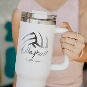 custom 40 oz engraved volleyball tumbler personalized player gift unique christmas halloween present sports lover cup flwca