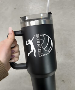 custom 40 oz engraved volleyball tumbler personalized player gift unique christmas halloween present sports lover cup wkvrx