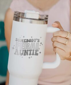 custom 40 oz feral auntie tumbler laser engraved design perfect christmas halloween gift baby announcement cup zs4to