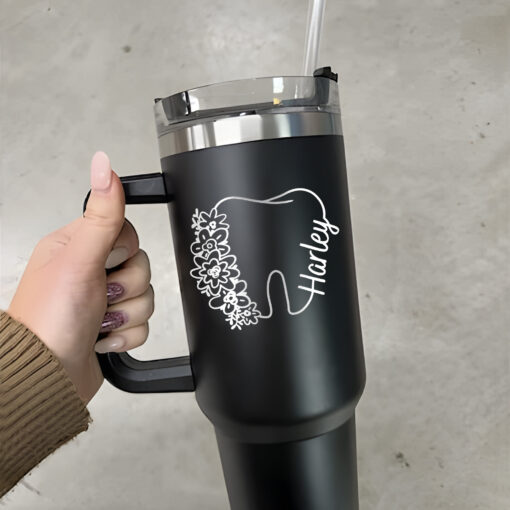 custom 40 oz floral dental tumbler laser engraved student gift unique christmas halloween present insulated dentist cup 1bpc5