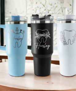 custom 40 oz floral dental tumbler laser engraved student gift unique christmas halloween present insulated dentist cup y7eox