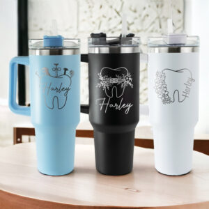 custom 40 oz floral dental tumbler laser engraved student gift unique christmas halloween present insulated dentist cup y7eox