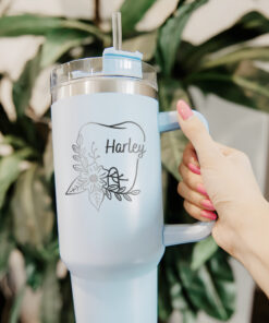 custom 40 oz floral dental tumbler laser engraved student gift unique christmas halloween present insulated dentist cup zg8hz